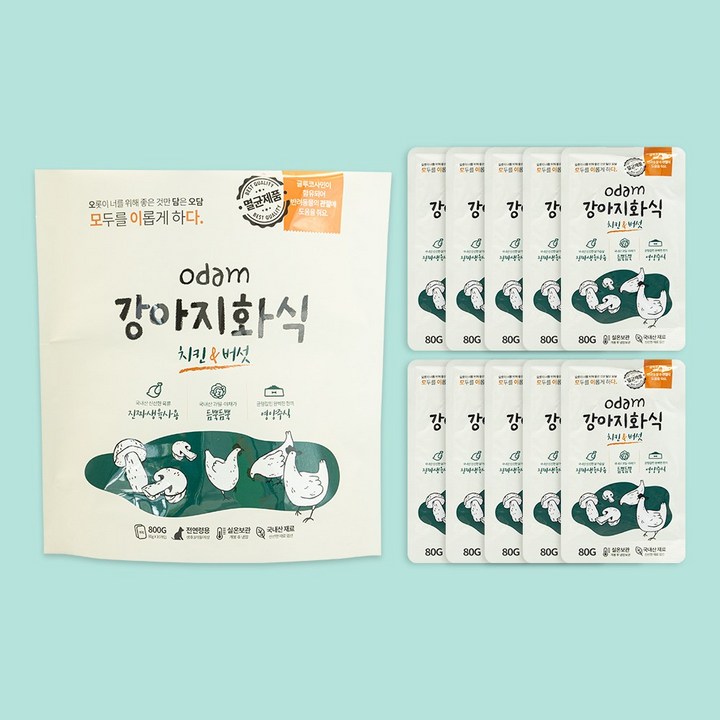오담 강아지화식 (10ea), 습식사료, 80g, 10개, 닭