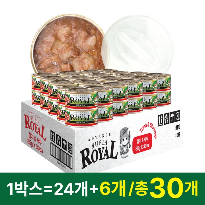 어드밴스 로얄 수피아 7종 85g x 90개입 고양이 캔 길냥이 통조림 간식, 90개, 85g, 수피아 참치&새우