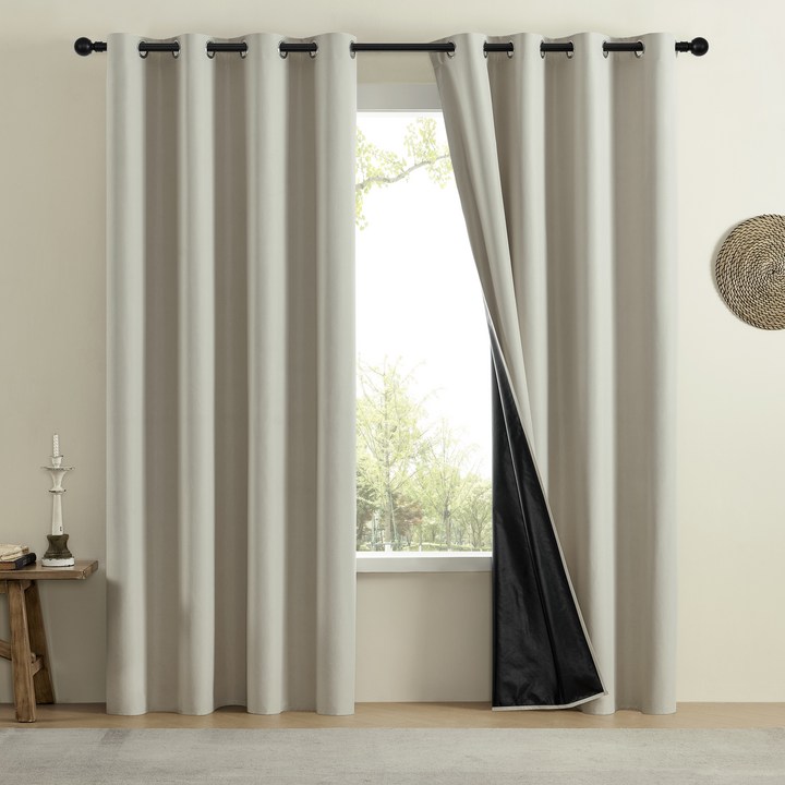 [2p 세트] SengsoHome 99.99% 빛차단 방풍 단열 아일렛 암막 커튼 거실 커텐
