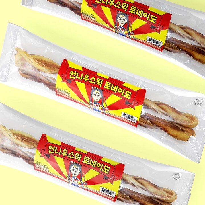 100%한우 언니우스틱 중대형견껌 토네이도 2개입 35CM이상, 110g, 1팩