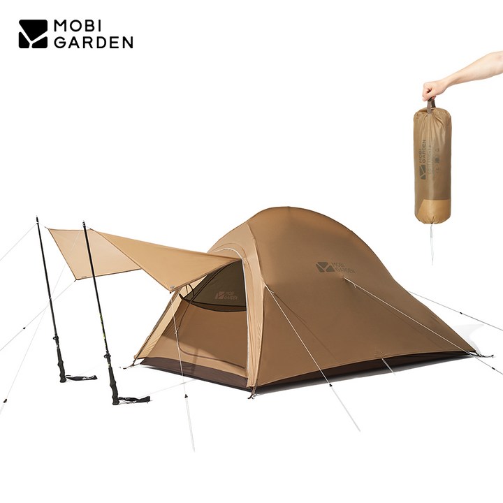 dod텐트 모비가든 캠핑 백패킹 텐트 Ultralight 초경량 트레킹 등산 휴대용 방수 방풍 알루미늄 20D 트레스버전 1~2인용 사계절용, 1인용