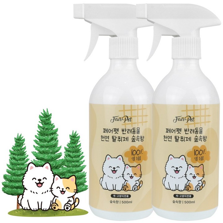 페어펫 반려동물 100%식물추출물 천연탈취제 숲속향, 2개, 500ml