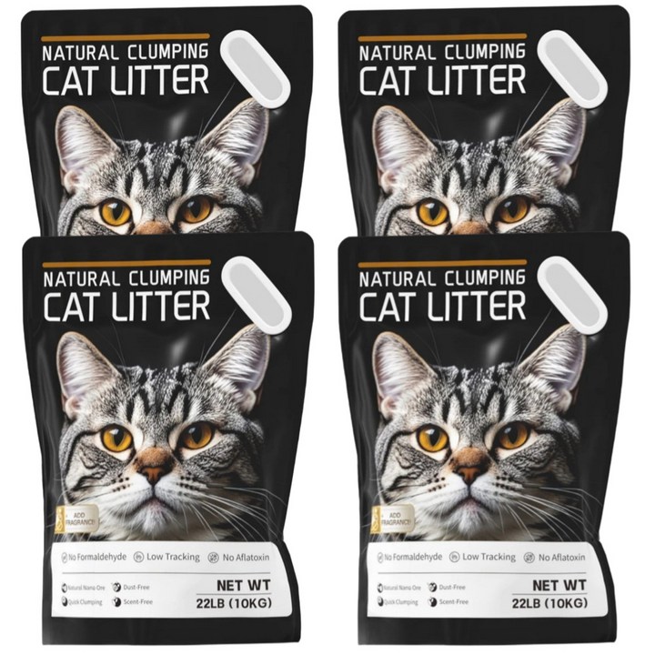 MEOW캣리터 고양이모래 먼지없는 천연 소디움 벤토나이트모래, 무향, 4개, 10kg