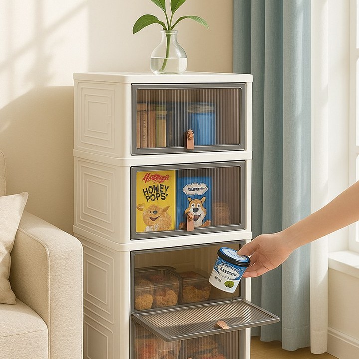 레이블링 대용량 플라스틱 리빙박스 4단