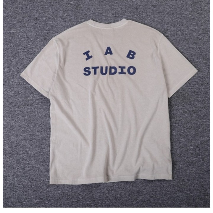 신상 IAB Studio Letter Print 하이스트리트 루스 다목적 남성 커플 라운드 넥 반팔 티셔츠 상의 티 스트리트웨어