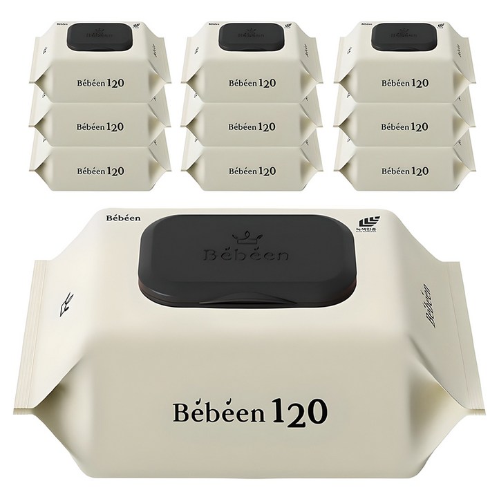 베베앙 120 영유아물티슈 캡형, 50g, 120매, 10개