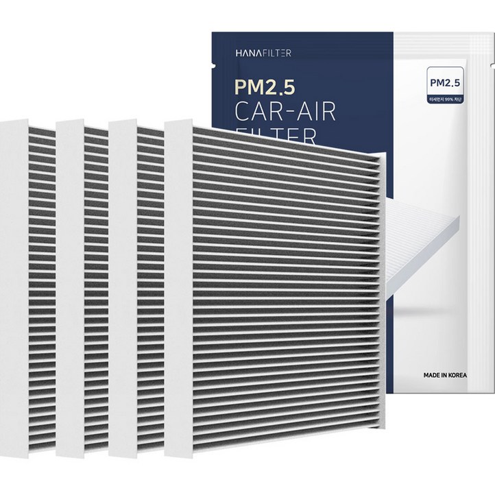 하나필터 PM2.5 차단 자동차 에어컨 필터, HF12, 4개 하나필터 PM2.5 차단 자동차 에어컨 필터, HF12, 4개