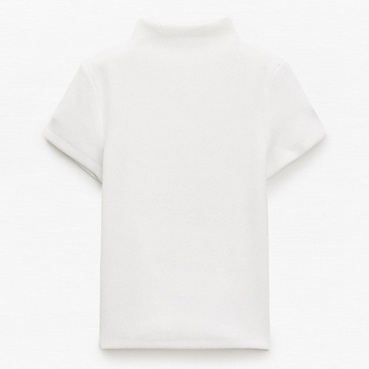 미쏘 여성용 기모 반팔 목폴라 티셔츠