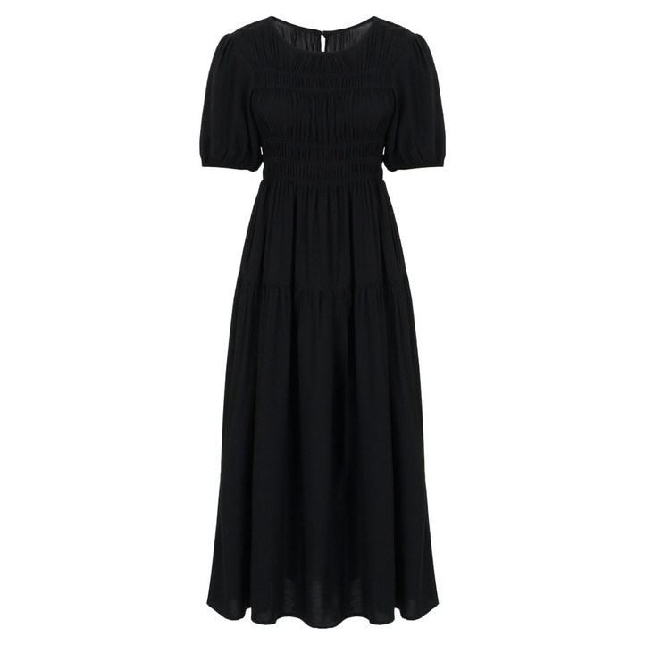 에이비에프지 여성용 허리 스모크 밴딩 반팔 원피스 AFZ2MO35