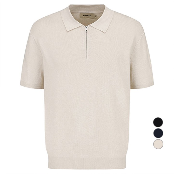지오지아 남성용 미라쿨 반팔 반집업 카라 니트 AEF2EU1101