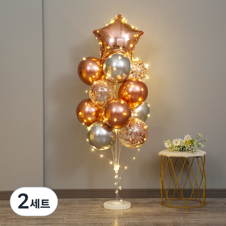 라이트 풍선 기둥 로즈골드별 라이트 풍선 기둥 로즈골드별
