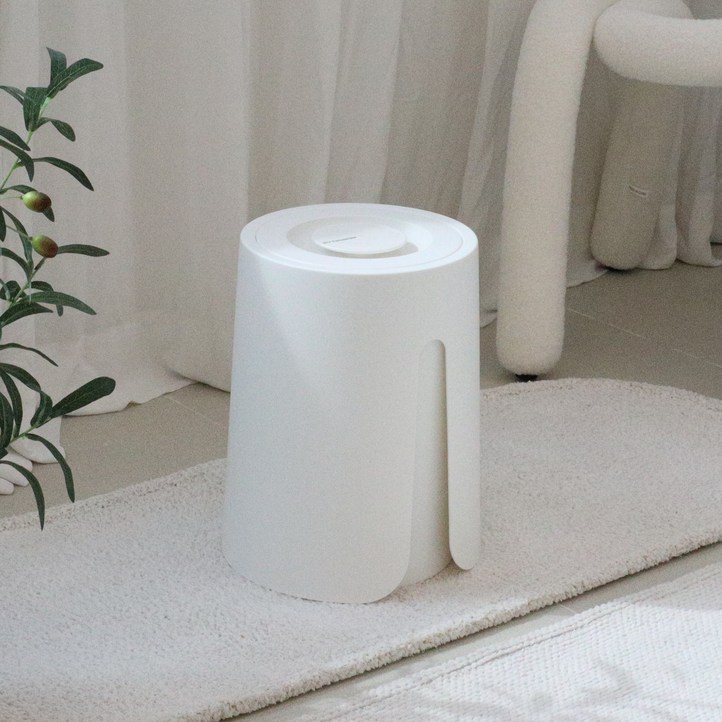 프로메이드 푸쉬빈 종량제 봉투 압축휴지통, 크림화이트