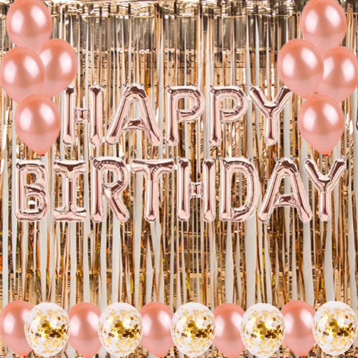라이프그래피 생일풍선 가랜드 컨페티 커튼 세트