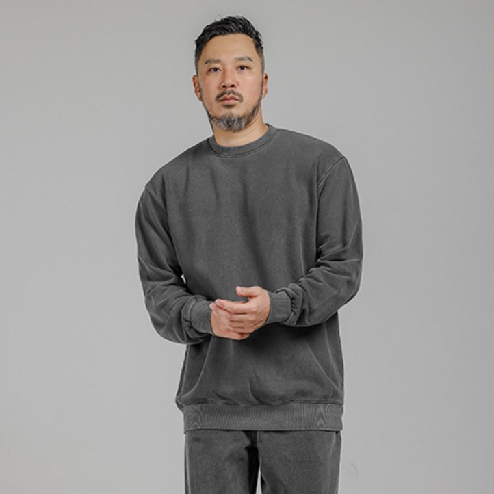 파이브엑스라지 남성용 빅사이즈 베이직 피그먼트 라운드 긴팔 맨투맨