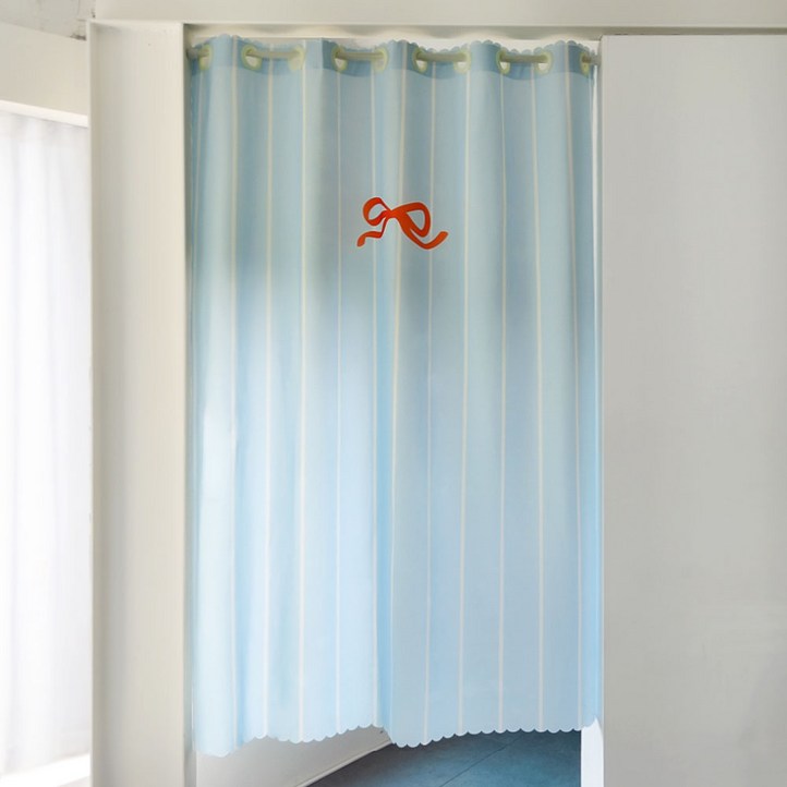 지앤와이 빨간리본 라인 단면 가리개 도어 커튼