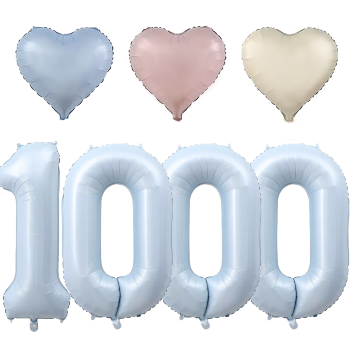 파파 파티 대형 하늘색 숫자 풍선 세트 기념일 생일