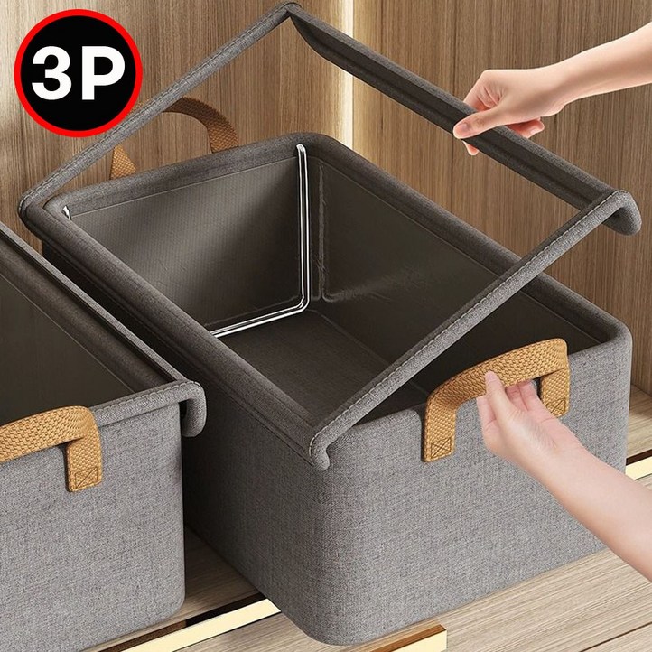 밍고쓰 접이식 투명 옷 정리함 리빙박스 3p, 3개, 그레이 밍고쓰 접이식 투명 옷 정리함 리빙박스 3p, 3개, 그레이