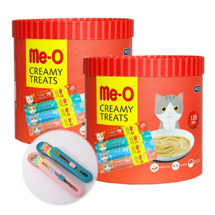 브랜드없음 고양이간식 미오 Me-O 크리미 대용량 고양이 추르 120개 2통 9