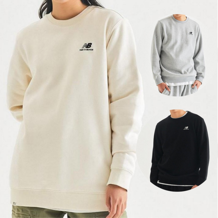 NEW BALANCE 맨투맨기모 UNI 에센셜 스탠다드핏 스몰로고 긴팔티 커플 티셔츠 남자 여자 남여공용 SG1127D5 SELBRANC의류보관파우치증정 NEW BALANCE 맨투맨기모 UNI 에센셜 스탠다드핏 스몰로고 긴팔티 커플 티셔츠 남자 여자 남여공용 SG1127D5 SELBRANC의류보관파우치증정