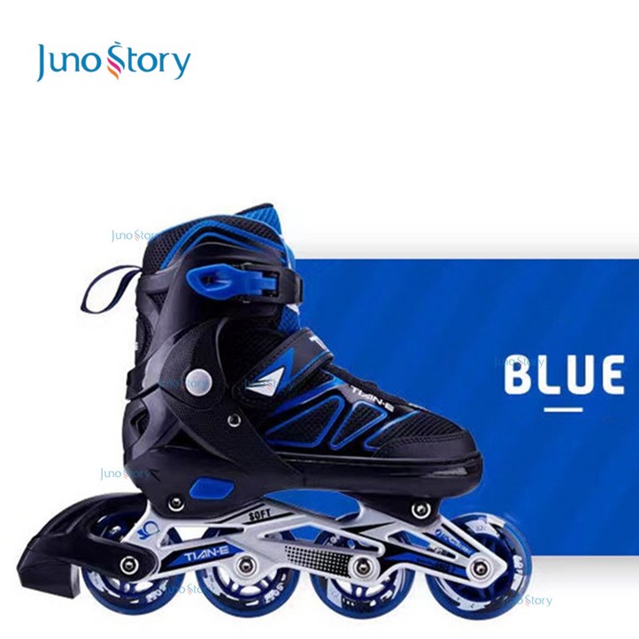 Juno Story 아동용 펭귄 인라인 스케이트 사이즈조절 인라인스케이트, 푸른
