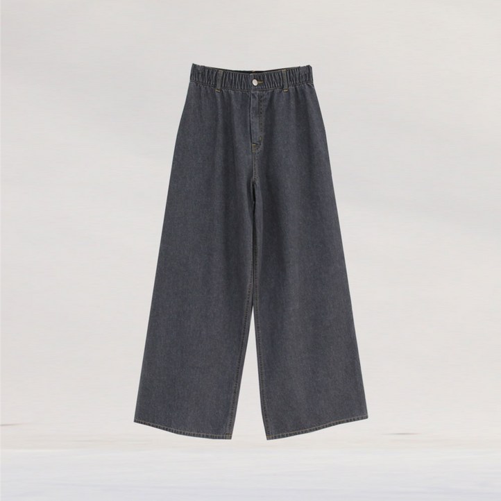 엘리저스 뒷포켓 밴딩 와이드 데님 팬츠 청바지