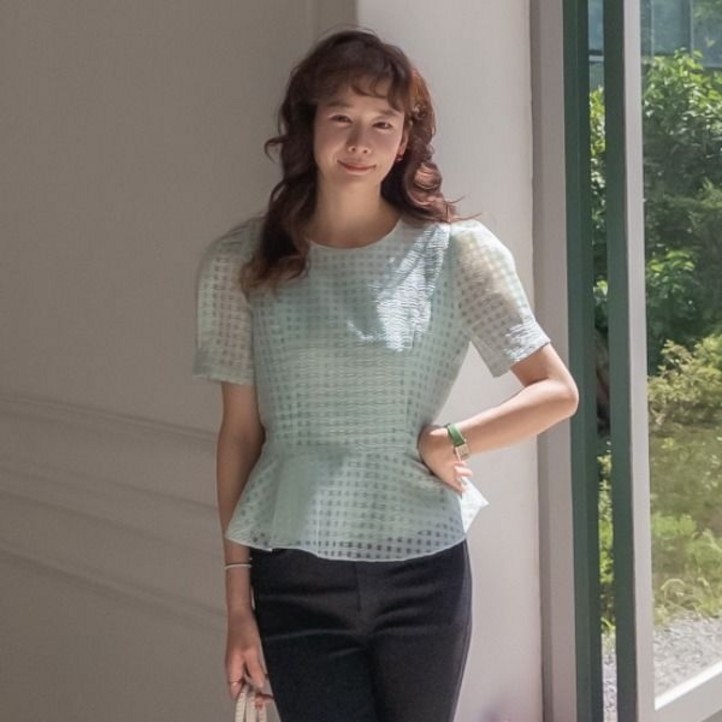 리린 포이븐 하나만 입어도 예쁜 체크 블라우스 727254