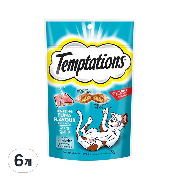 템테이션 고양이 간식, 참치, 75g, 6개