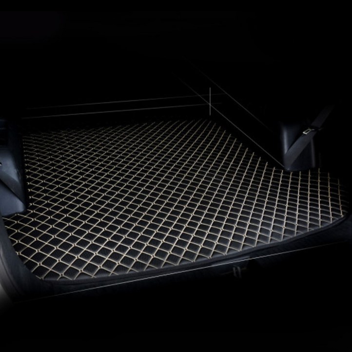 아이빌 4D 입체퀼팅 쌍용 토레스 가죽트렁크매트 차박매트, 블랙블랙스티치, 쌍용