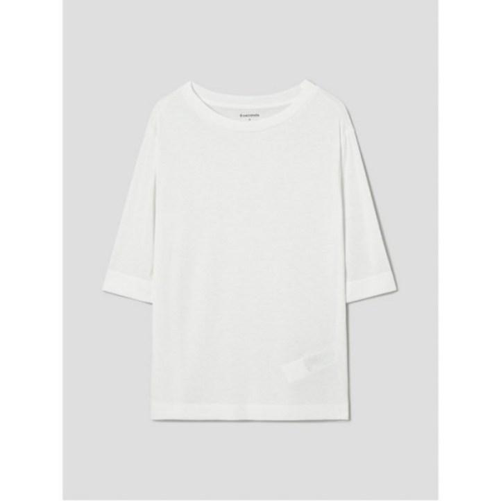 에잇세컨즈 베이직 5부 소매 티셔츠 아이보리 324242LY50