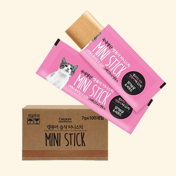 캣퓨어 미니스틱 콤보 4종 세트 대용량 고양이 간식, 200개, 7g, 닭가슴살 + 시푸드 혼합맛