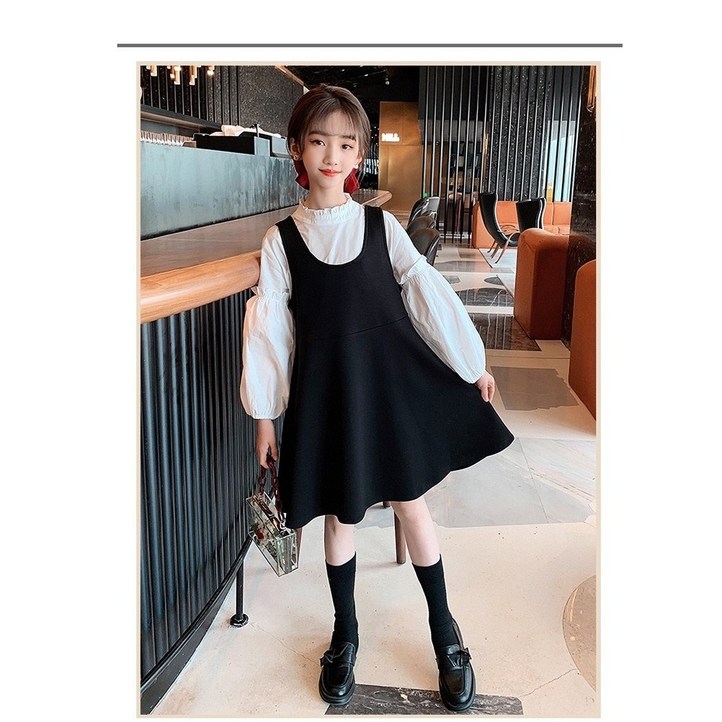 으니미니 여아 긴팔 흰셔츠 블랙 원피스 세트복 1227