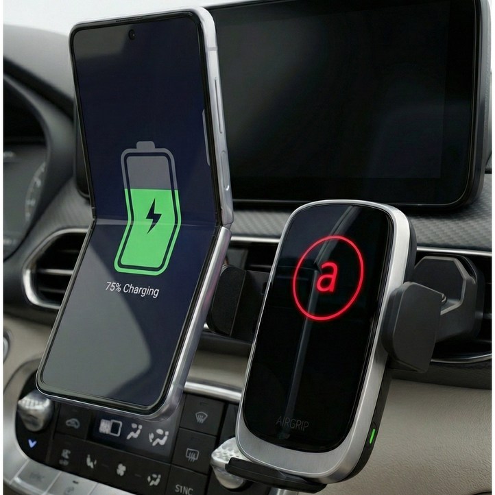 에어그립 M4 자동감지 LED 차량용 고속무선 충전거치대 갤럭시 플립7 아이폰