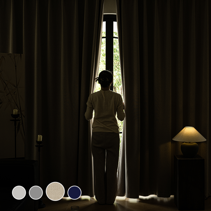 11 HOMEY NEST 밝은색상 99.99 빛차단 암막커튼 호텔식 방풍 암막 린넨커텐 아일렛형