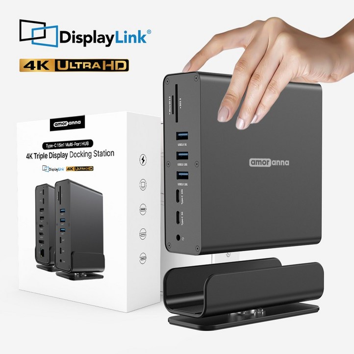 아모란나 C타입 15in1 멀티 허브 USB4 도킹스테이션 트리플 듀얼 4K 60hz 모니터, 1개 아모란나 C타입 15in1 멀티 허브 USB4 도킹스테이션 트리플 듀얼 4K 60hz 모니터, 1개