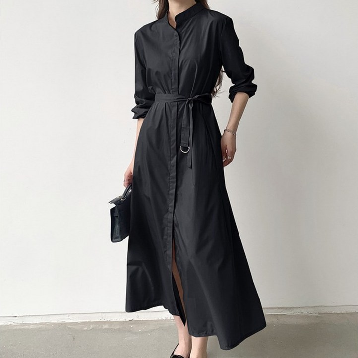 여성 가을 데일리 심플 셔츠 롱원피스