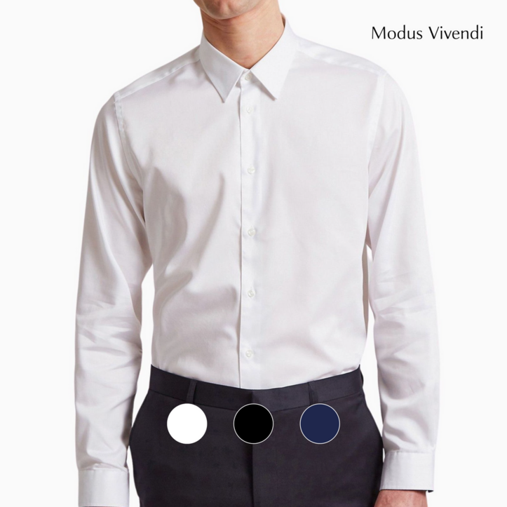 모두스비벤디 구김적은 남성 기본 슬림 스판 와이셔츠