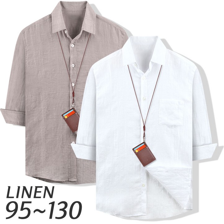 7부 린넨 셔츠 남자 봄 여름 남방 마셔츠 7부셔츠 와이셔츠 남성 빅사이즈 95~130