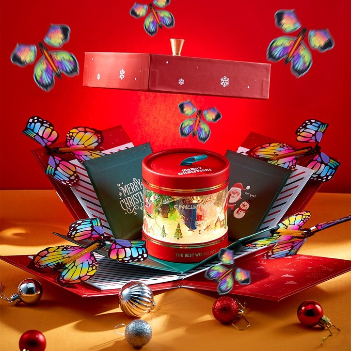 플라잉나비박스 크리스마스 루돌프 어린이 과자 선물세트 레드 네이비, 1개, 레드