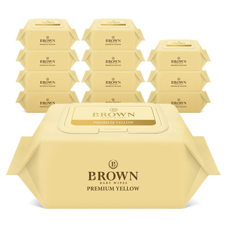 브라운 프리미엄 옐로우 아기물티슈 휴대캡형, 73g, 20매, 12개