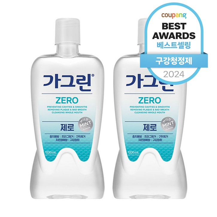 가그린 제로 구강청결제, 1.2L, 2개
