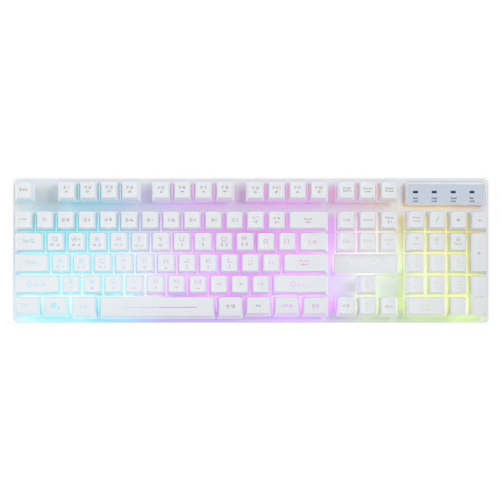 지클릭커 G3 Plus 레인보우 LED 유선 일반형 키보드, 화이트, G-CLICKER Rainbow LED G3-PLUS 104, 제조사축