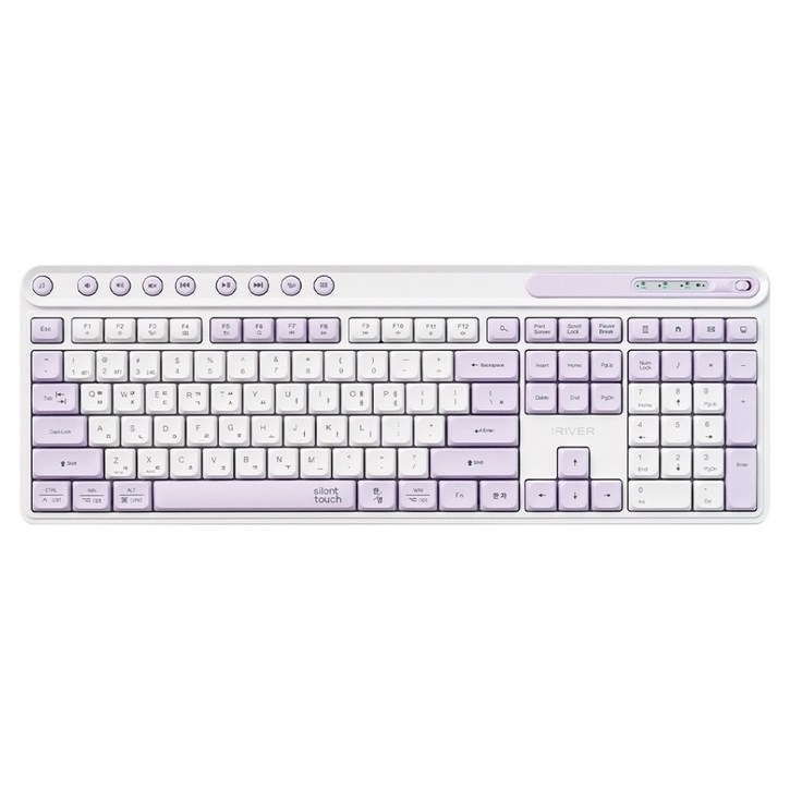 아이리버 Silent 듀얼모드 멀티페어링 블루투스 무소음 무선 키보드, 라벤더, MWK601, 제조사축