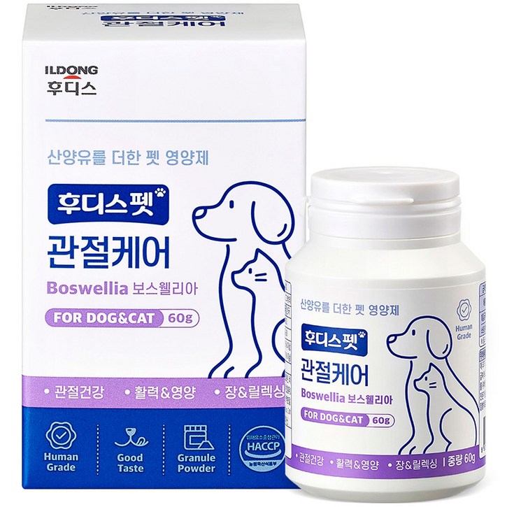 일동후디스 반려동물 후디스펫 관절케어 보스웰리아 산양유 60g, 닭고기  치즈  북어 혼합맛, 1개, 뼈관절강화