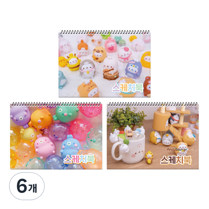 몰랑이 두툼 미술용 스케치북 랜덤 발송, 30매, 6개
