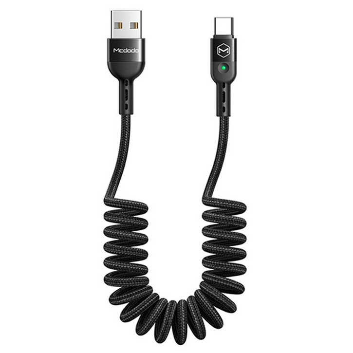 맥도도 코일 C타입 고속충전 케이블, 1.8m, 블랙, 1개
