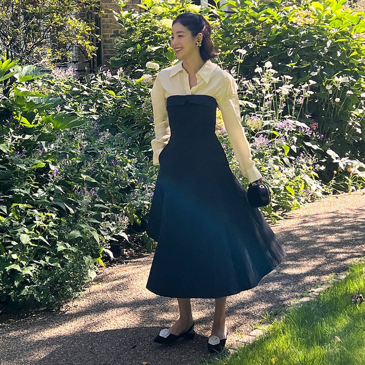 온앤온 여성용 탈부착 뷔스티에 롱 원피스