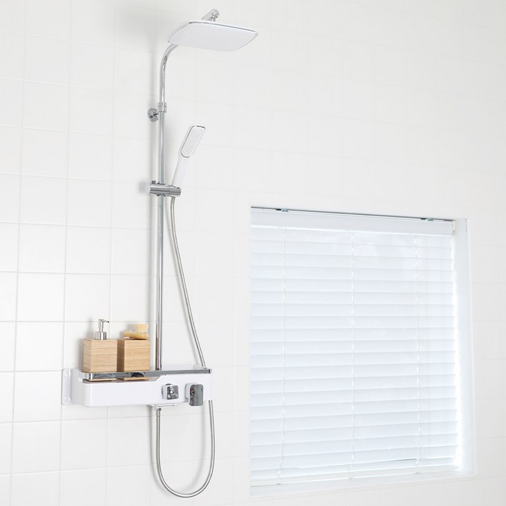 두진 루나 무타공 선반형 해바라기 샤워기 레인 수전 화이트 DJ5200 방문설치, 1개