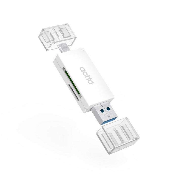 엑토 TF SD카드 USB 3.2 C타입 듀얼 OTG 멀티 카드리더기, OTG10, 화이트, 1개