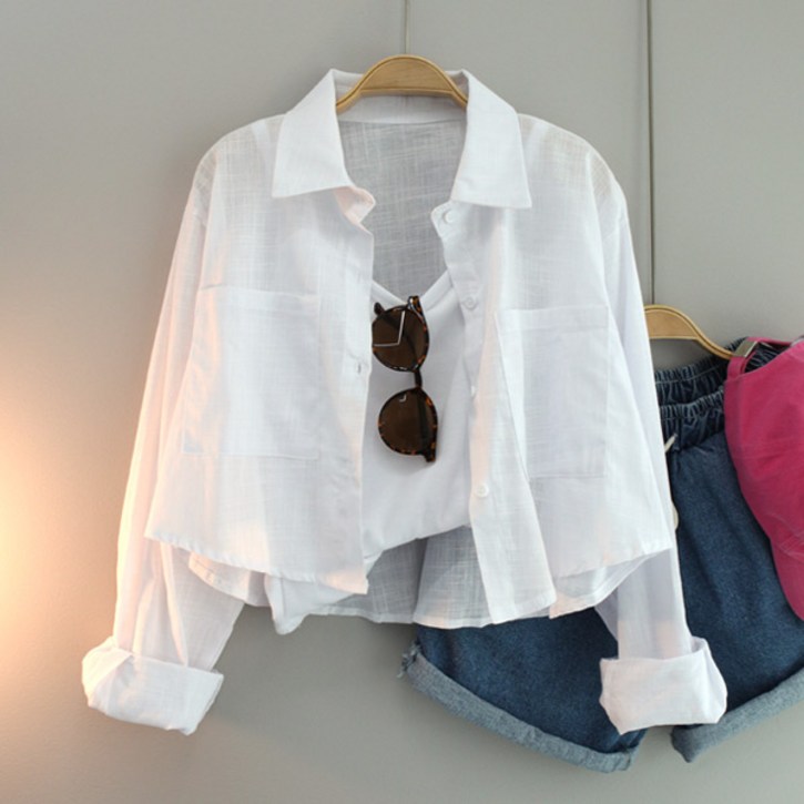 달콩 여름셔츠 카라 숏남방 루즈핏 로망스오버핏크롭셔츠