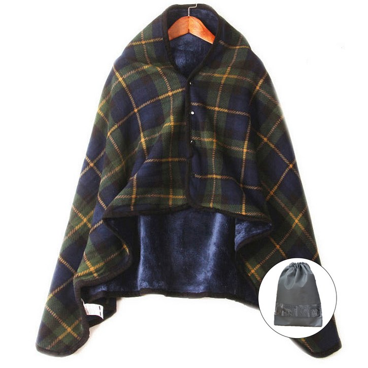 매이템 (대형140*100cm) 무릎담요+파우치포함 똑딱이담요 망토 밍크담요 사무실담요 극세사담요 차량용담요 차박 카페 캠핑담요